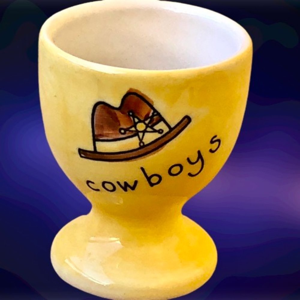 Egg Cup Cowboys Yellow Ceramic Western Cowboy Hat Item Information